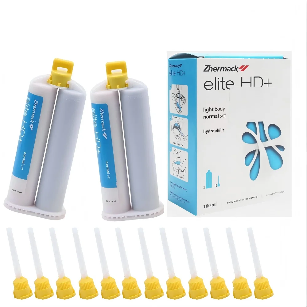 Zhermack Elite HD+ A-Silicone Impression Material Normal Set 2x50ml Cartridges Light Body Nano-Technology Precision Hydrophilic