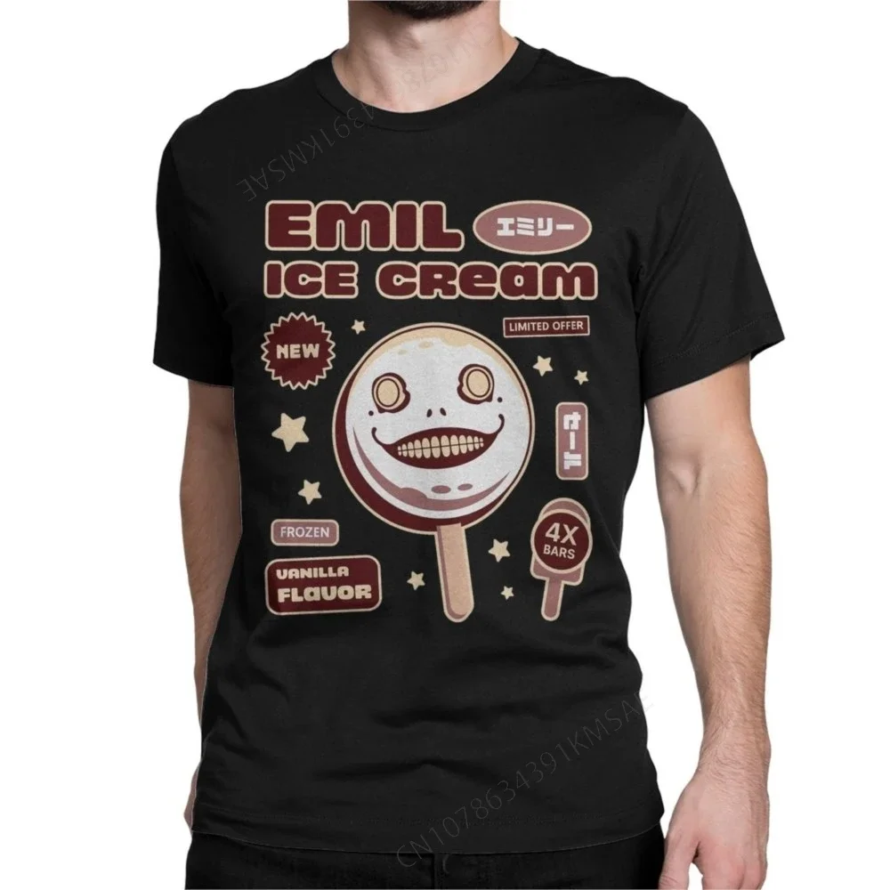 

Emil Ice Cream NieR:Automata 2B Men's T Shirt Funny Tee Shirt Short Sleeve Round Collar T-Shirt Pure Cotton Gift Idea Tops