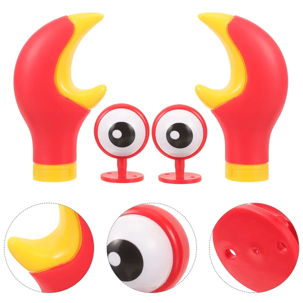 

2 set 2 Sets Self-Adhesive Googly Eyes Horns Decor For Motorcycle Electric Bike Unique Durable Abs Stylish Accessories