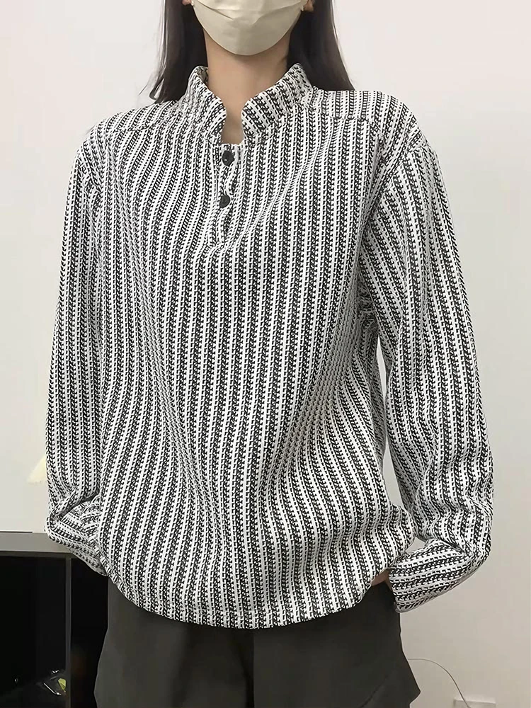 Heavyweight Henry Collar Hoodie Men's Autumn Winter Fce Lined Thi Long Sve T-irt Proper oulder Inner Wear Stand C...