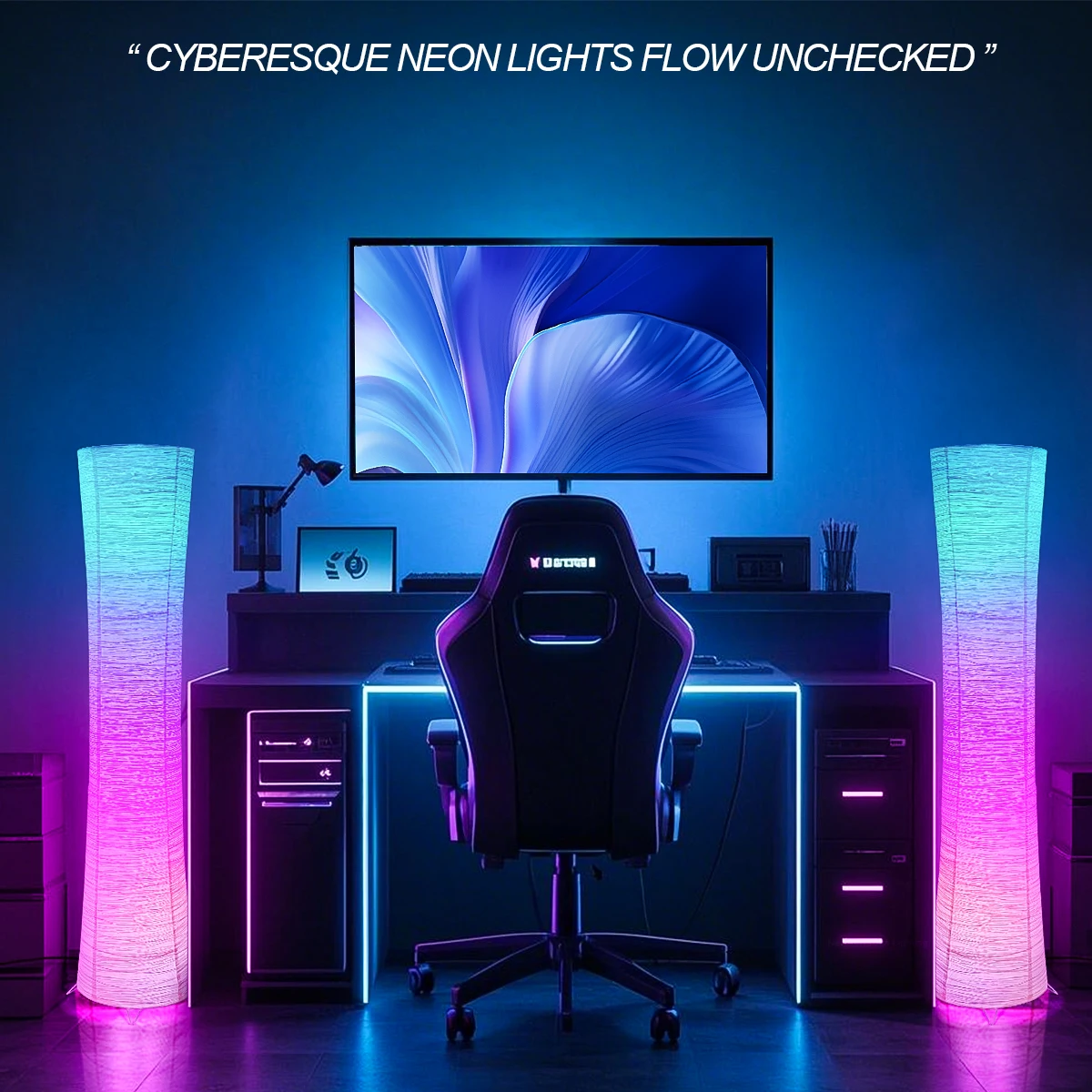 مصباح ورقي، مصباح ذكي LED متغير الألوان RGB، جهاز تحكم عن بعد، مصباح أرضي، مناسب لغرفة المعيشة وغرفة النوم وغرفة الألعاب.