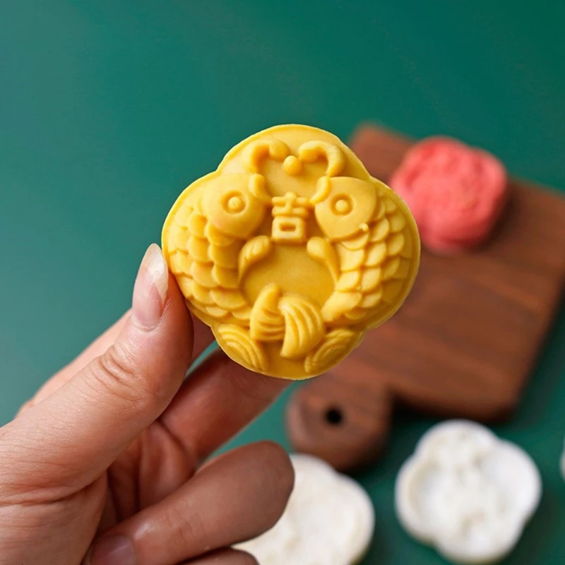 Stampo per torta fagioli mung a forma pesce da 50g Stampi per mooncake in plastica Accessori per cottura Dropship