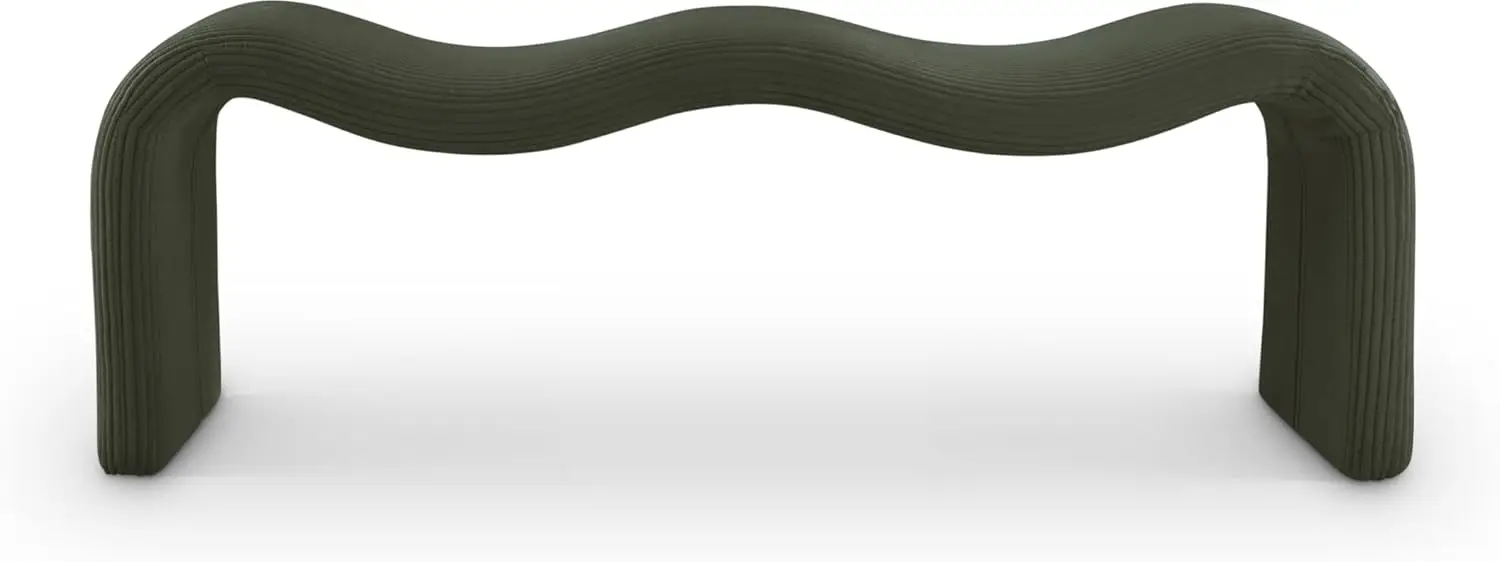 

Современная скамья с мягкой зеленой тканью из микрофибры и вельвета, с внутренним каркасом из металла, 56,5 ширина x 18 глубина x 19 высота