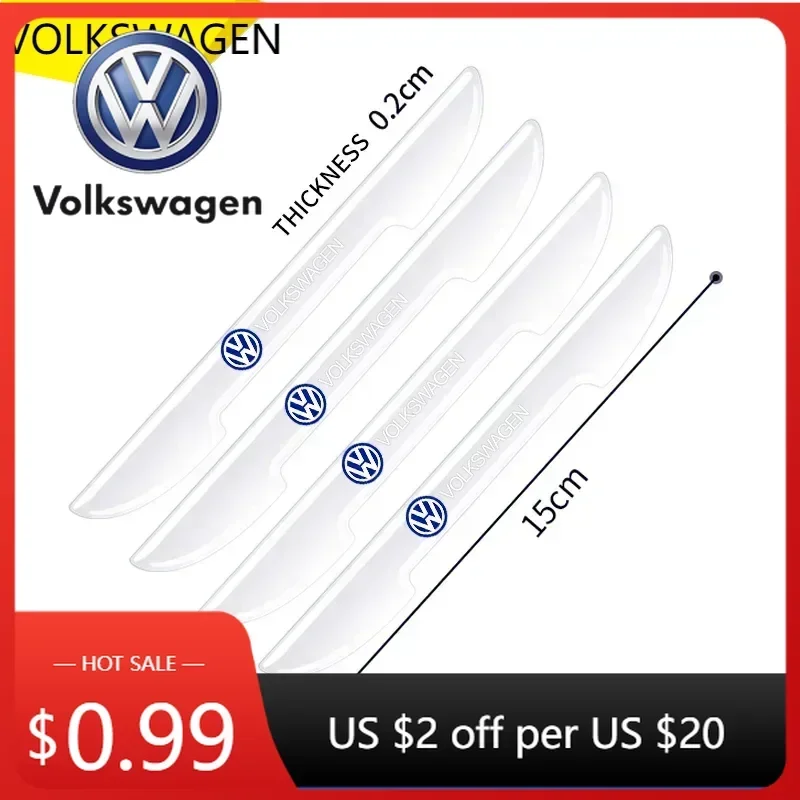 

For VOLKSWAGEN VW New Jetta VW For Volkswagen 4PCS transparent RUBBER Car Bumper Anti-collision Strips Door Protector Sticker Au