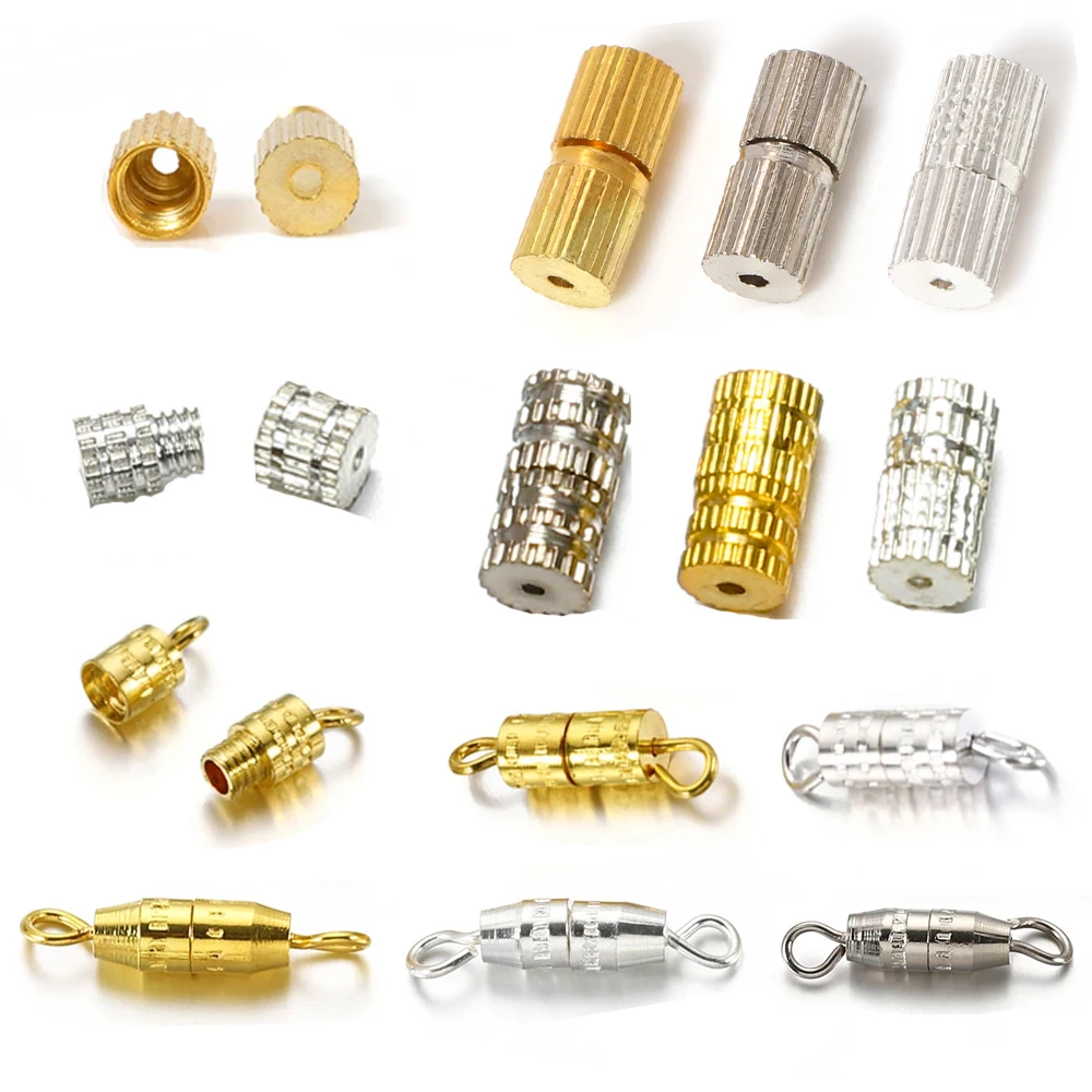 50pcs Screw Type Jewelry Clasp Cylinder Fasteners Buckles Hook Connector for Jewelry Making Bracelets Necklace End Accessories