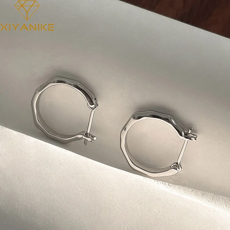 XIYANIKE Irregular Circle Ear Buckle Hoop Earrings For Women Girl Luxury Korean Fashion New Jewellry Gift Party серьги женские