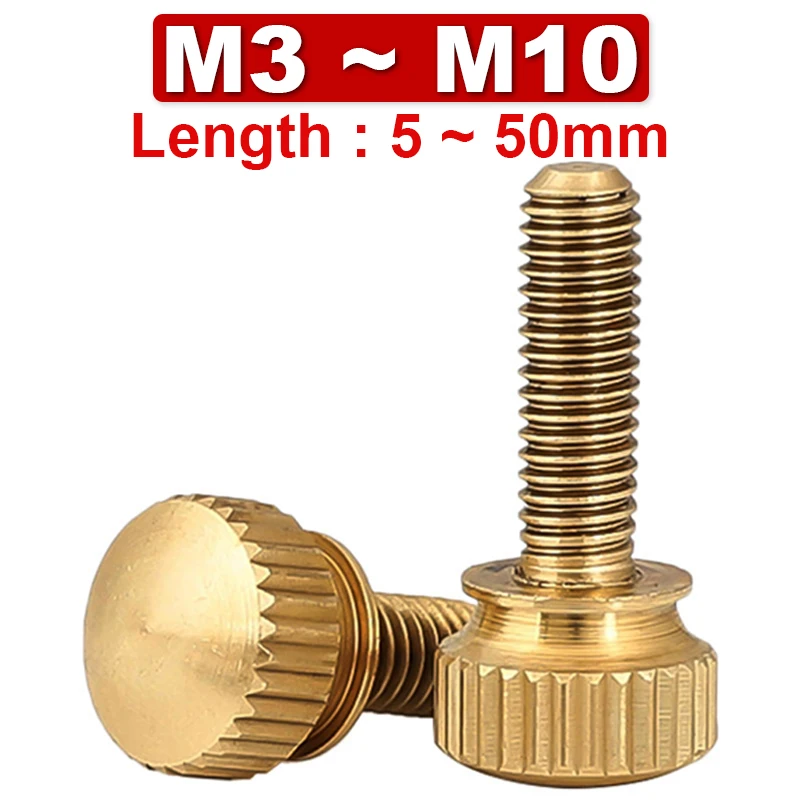 M3 M4 M5 M6 M8 M10 Pure Copper Brass Double Layer with Steps High Head Knurled Hand Screw Double Layer Computer Case Bolts