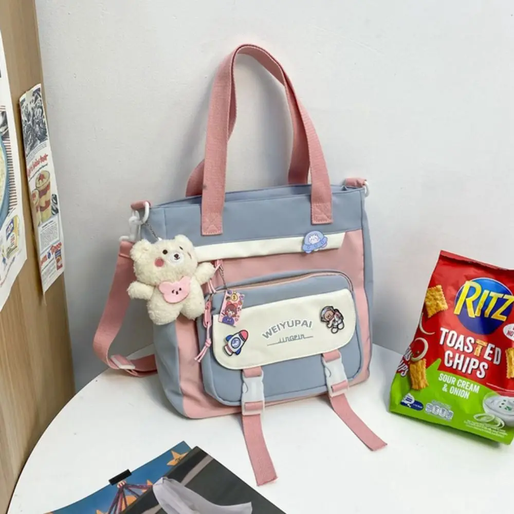 Borse da scuola portatili per studenti Ins Zaini per scuola superiore con orso di grande capacità Multi tasche Borsa grande in nylon per studenti