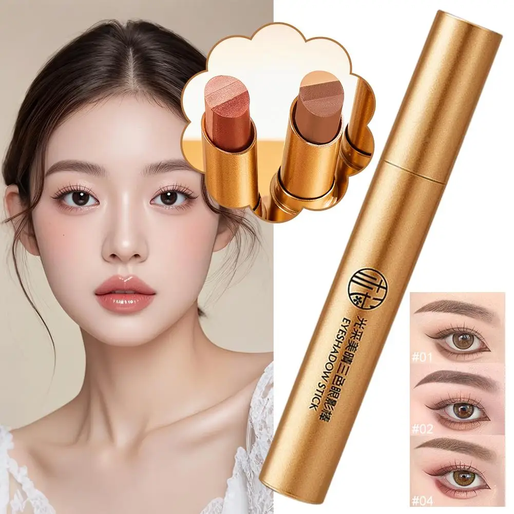 Ombretto glitterato Stick Ombretto contorno a tre colori Stick Matita Pastello per occhi Shimmer Trucco Ombretto Ombretto X7R0