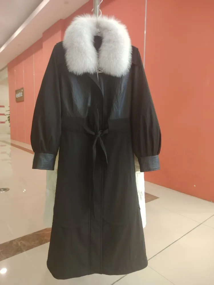 Veste d'automne et d'hiver pour femmes, manteau bouffant épais avec bordure en vraie fourrure de renard avec duvet de canard, vêtements d'extérieur moelleux et chauds à la mode, 2023