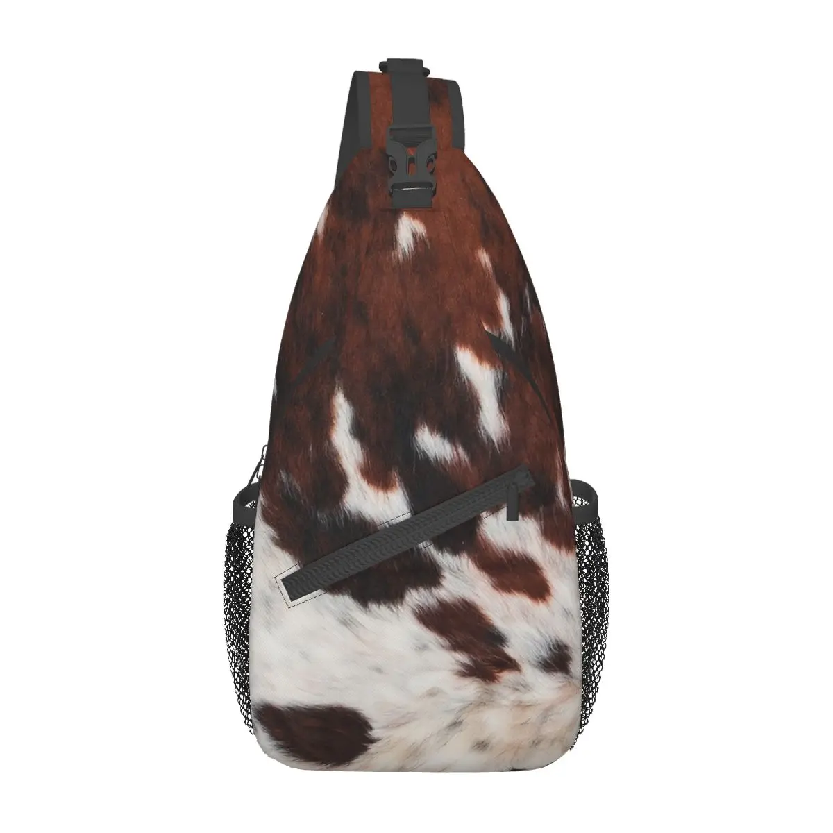 

Rusty Cattle Cowhide Small Sling Bags Chest Crossbody Shoulder Backpack Travel Daypacks Cow Animal Fur Calf Printed School Bags