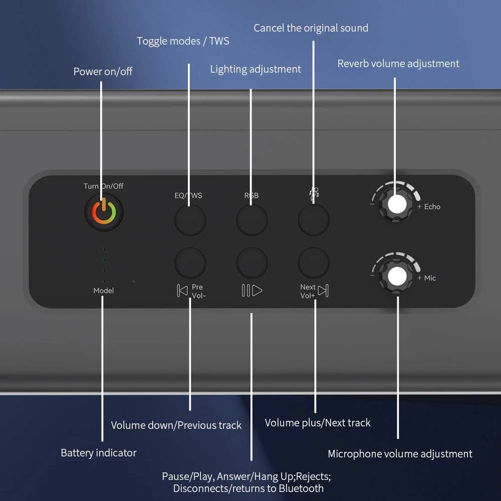 Cyboris Maatwerk X14 200W Drievoudige Frequentie Karaoke Machine Met Twee Draadloze Microfoons, Stereo Bass Boombox Party Boombox