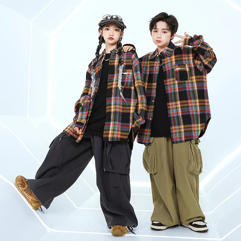 Hip Hop Kostüme Jungen Cool Shirt Weste Cago Hosen Kleidung Sets Mädchen Street Dance Jogger Kinder Jazz Kostüme Kinder Streetwear