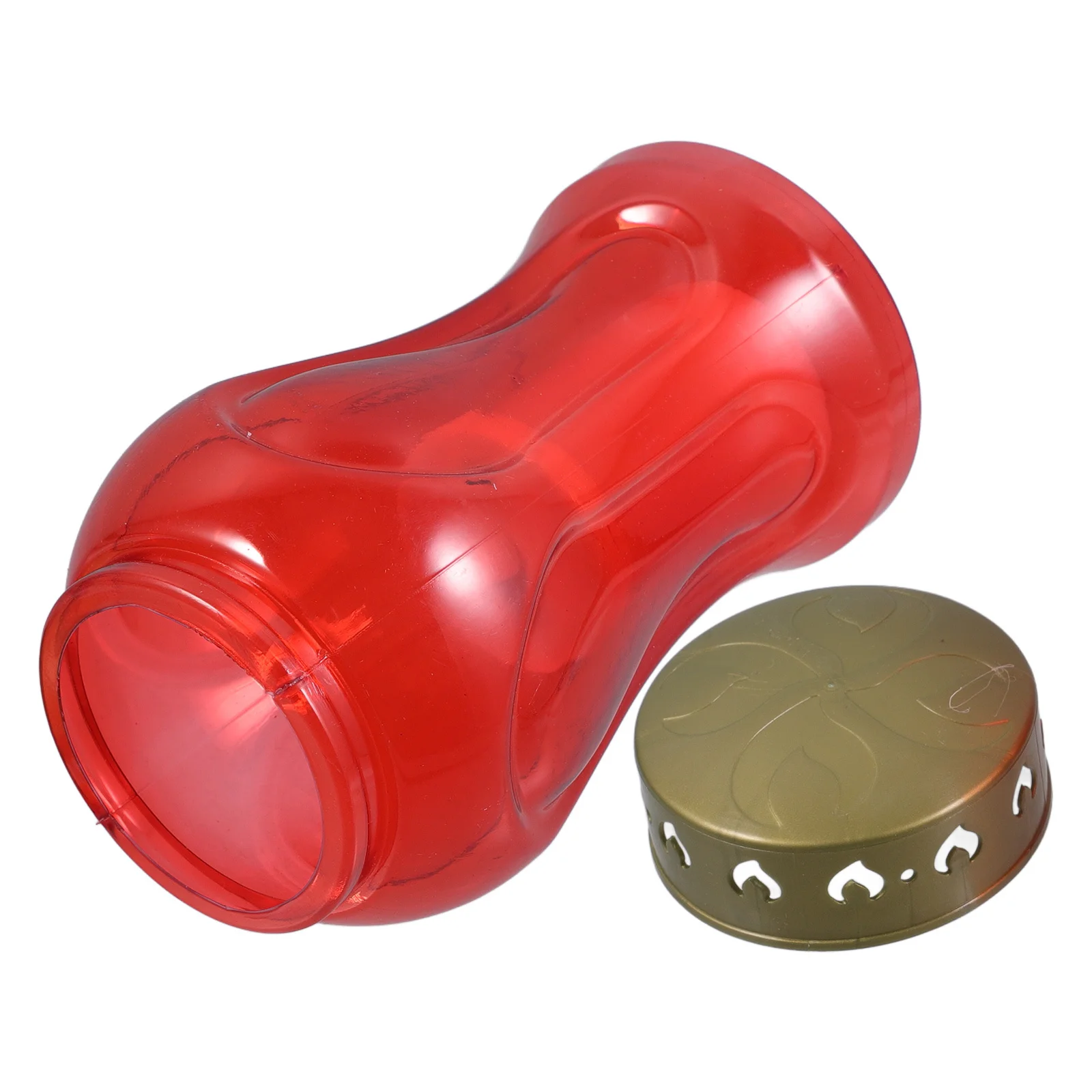 Rood elektronisch met kruis en Jezus motief voor buitenterras tuindecoratie bediend vlamloos votieflicht begraafplaats