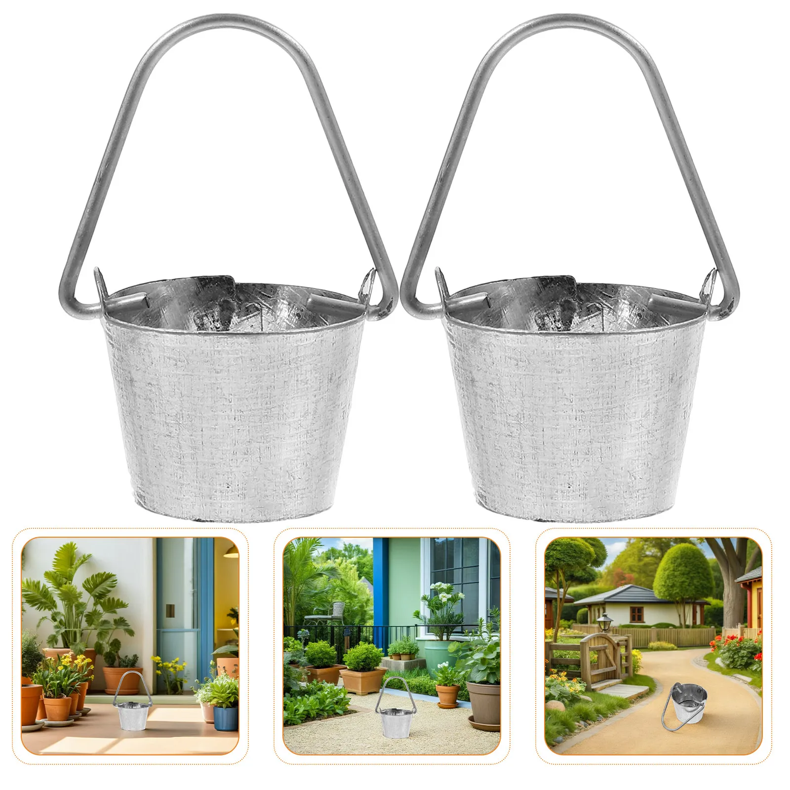 

10Pcs Miniature Garden Accessories Small Metal Buckets with Handles Mini Yard Decor Mini Plant Pails for Tiny House Decoration