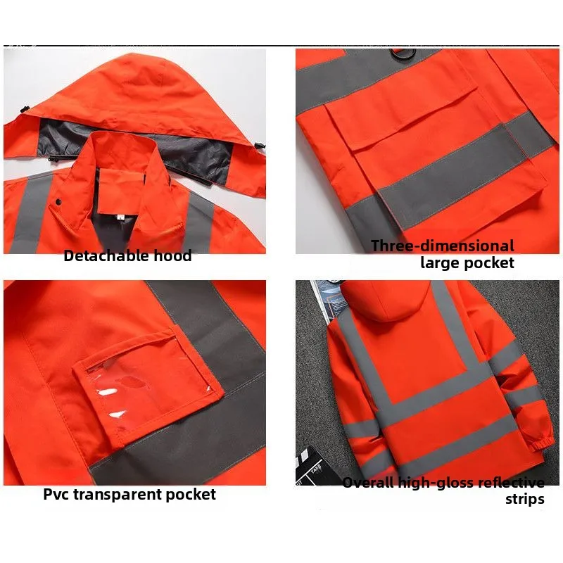 Men's construction clothing construction site clothing, reflective jacket, lightweight windproof and waterproof outdoor jacket