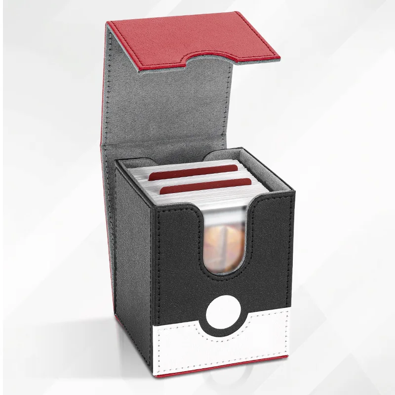 

TCG Card Deck Box, Card Storage Box holds 100+ Single Sleeved Cards, PU Leather Magnetic Closure for Magic cards CCG cards