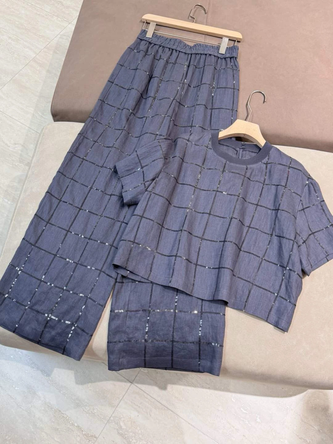 Summer casual exquisite imported linen high quality pant suit