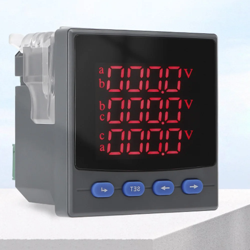 Digital Three Phase Voltmeter 72x72mm Panel Mount with True for rms Measurement and RS485 Interface for Remote Data Logging