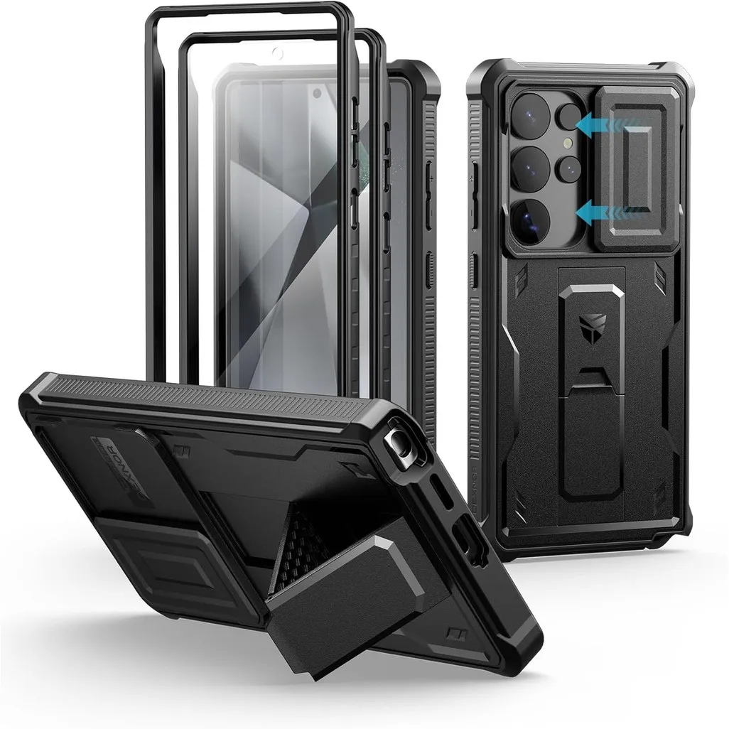 

Dexnor for Samsung Galaxy S25 Ultra Case with Built-in Slide Camera Cover S24 Plus Screen Protector Kickstand