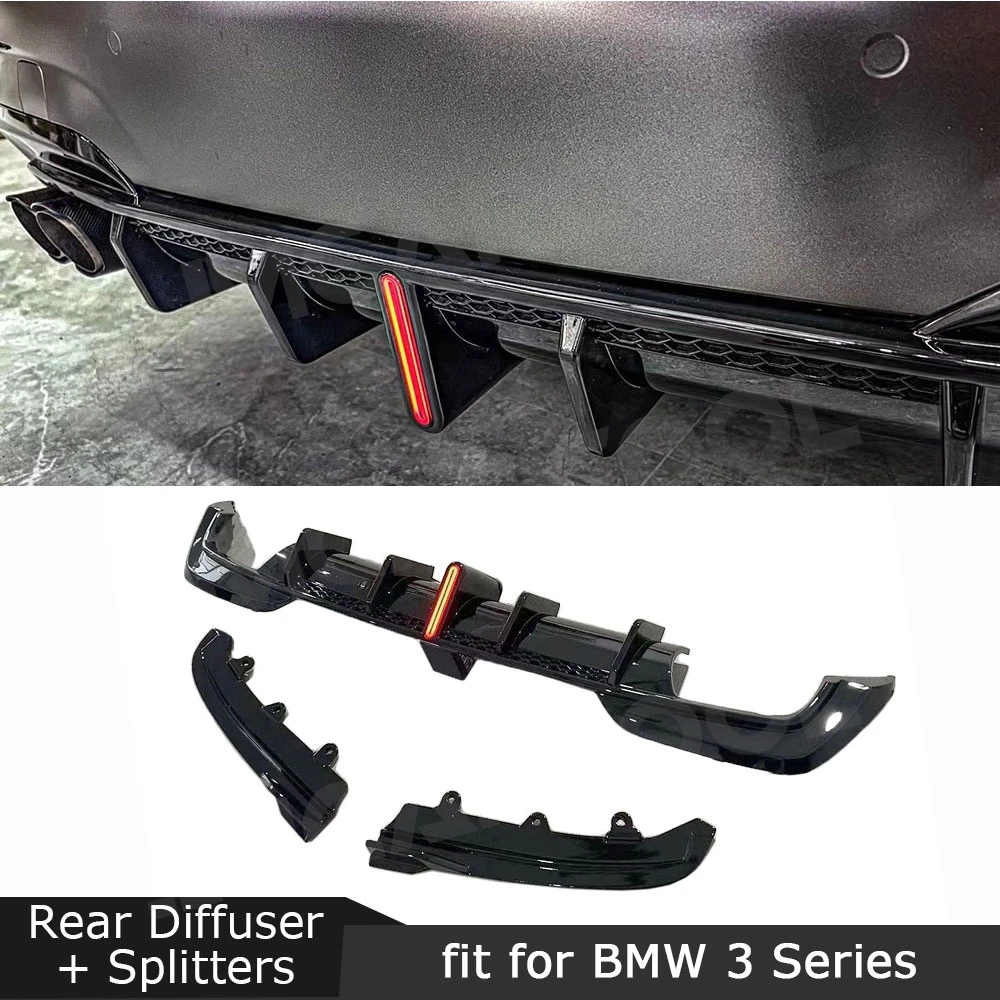 

JMCARCOOL ABS Gloss Black Car Rear Diffuser Lip With Side Splitters Body Kits For BMW 3 Series G20 G28 M Sport 2019-2021