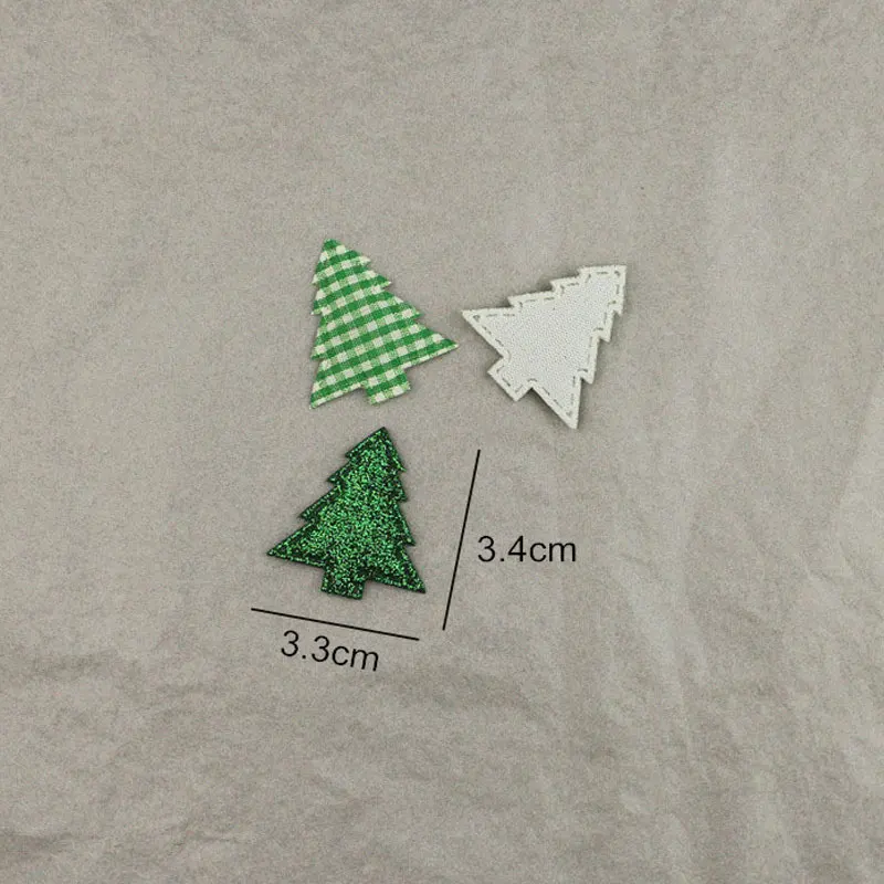 80 Stück grüne Weihnachtsbaum-Applikationen, gepolstert, zum Selbermachen, für Haarspangen, zum Basteln, für Kleidung, als Nähzubehör, zum Aufnähen, für kreative Accessoires. – Detail 2