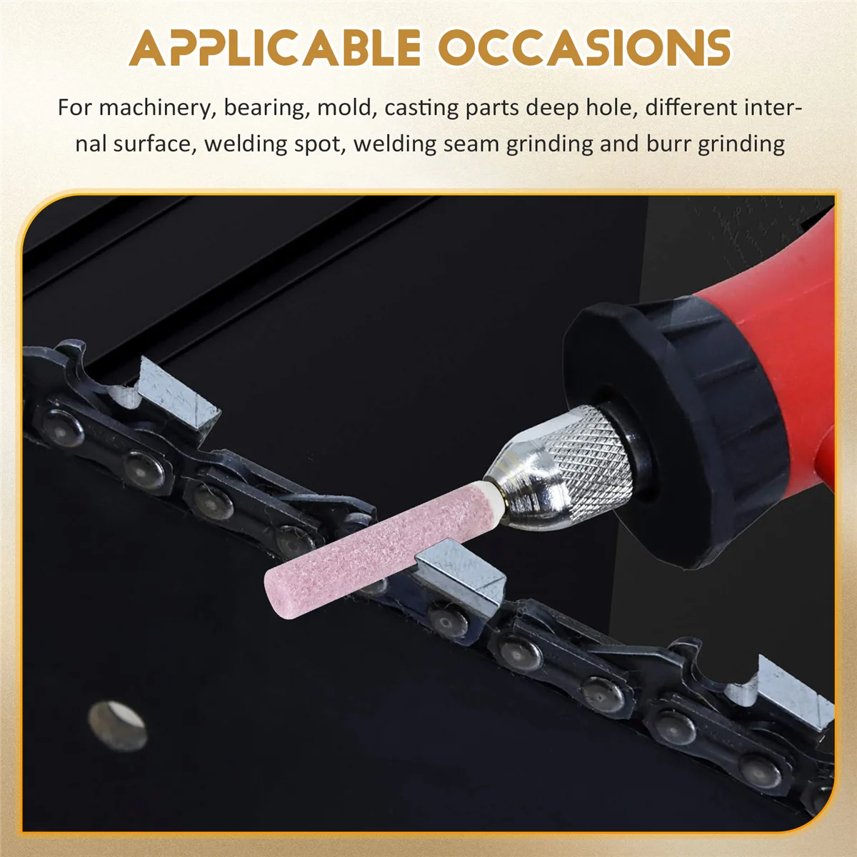 

ABKM 50 Pieces Burr Grinding Stone File,Polishing Grinding Tool Grinding Bits for Chainsaw Sharpener, 0.16 Inch/ 4 mm