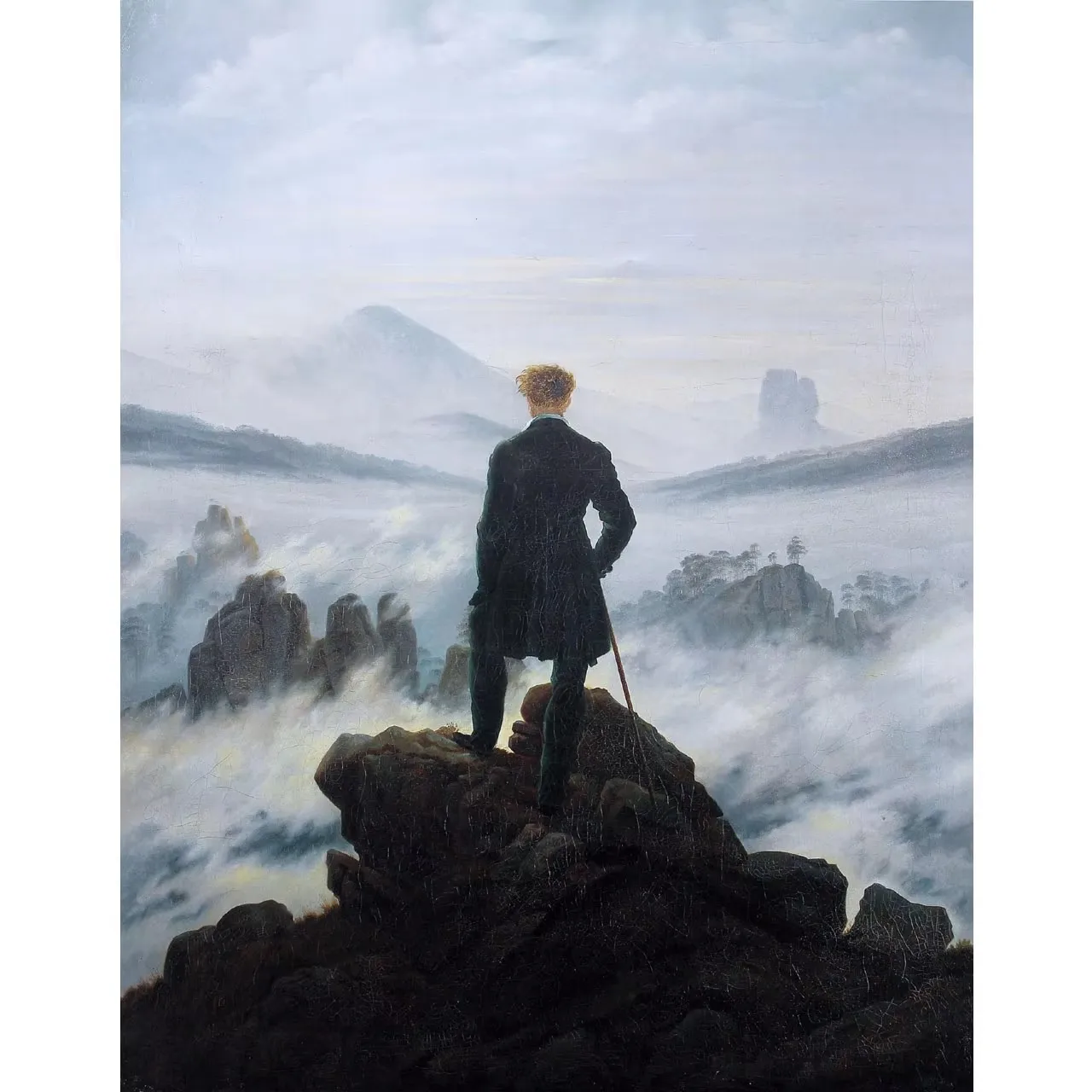 

The Wanderer Above the Sea of Fog,Caspar David Friedrich paintings,Hand painted famous painting reproduction Wall decor art