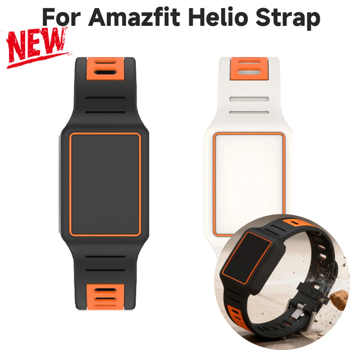 

NEW Silicone Band+Case for Amazfit Helio 2 IN 1 Sport Band Waterproof Strap for Helio Adjustable Bracelet Accessories
