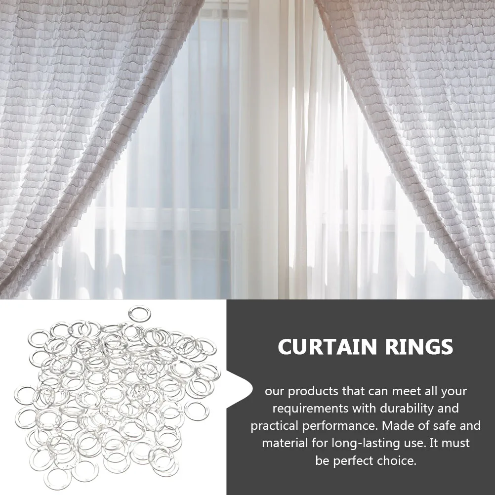 200 Pcs Curtain Accessories Window Perforated Rings Clip Curtains Plastic Rods Holders Clear Roman Circle Drapes