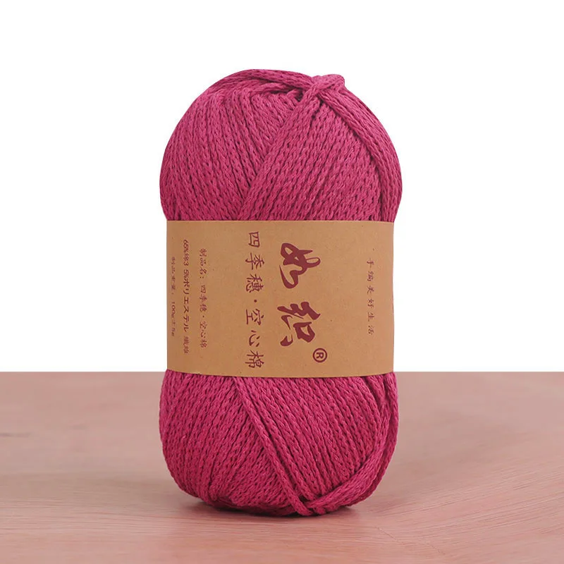 85M/롤 100g 크로 셰 뜨개질 뜨개질 원사 65% 코튼 크로 셰 뜨개질 스레드 Macrame 로프 Knitter 크로 셰 뜨개질 가방에 대한 수제 양모 라인 원사