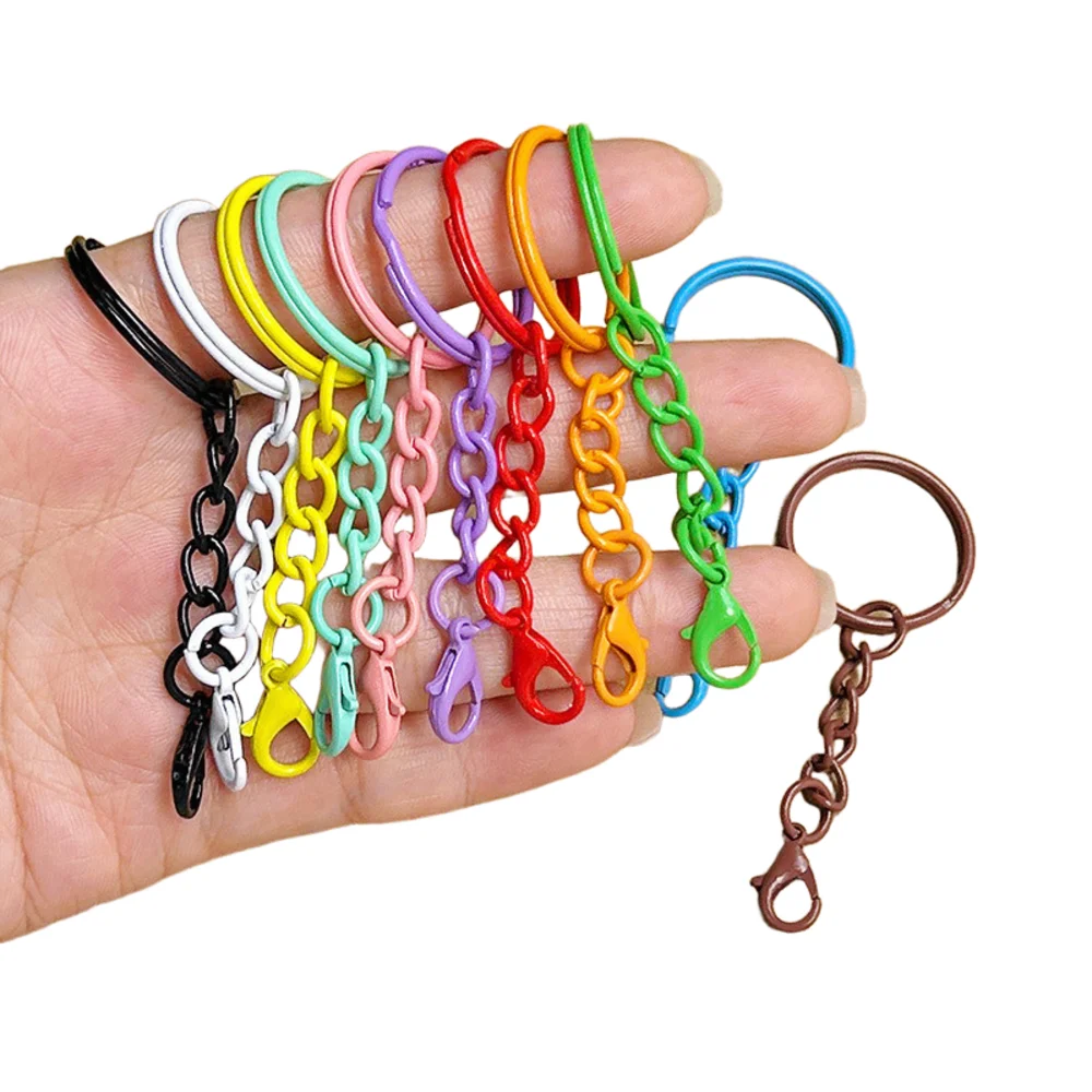 5-20pcs Key Chain Rings with Chain Lobster Clasps for Diy Bag Charms Colorful Keychain Handbag Decorative Accessories