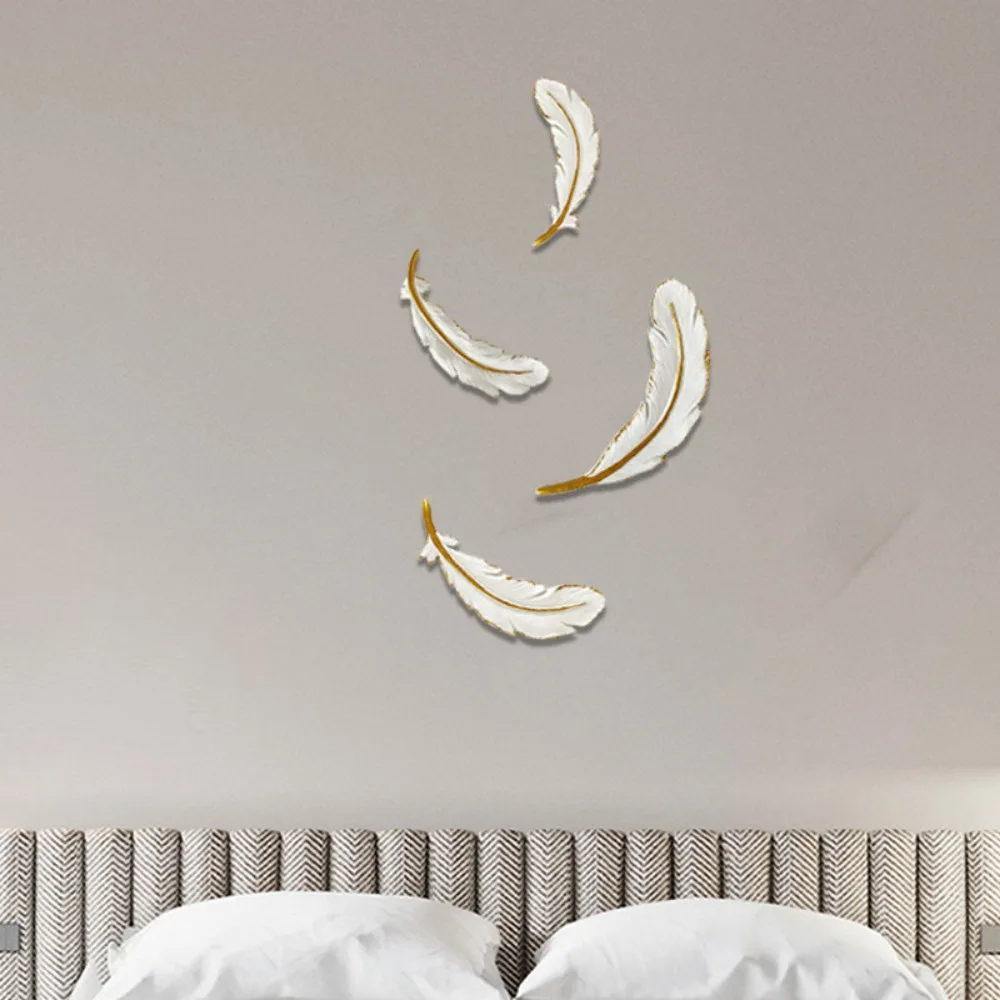 Feather Sofa Background Wall Pendant Creative Porch Wall Decoration Nordic Luxury Creative Resin Home Decoration Accessories