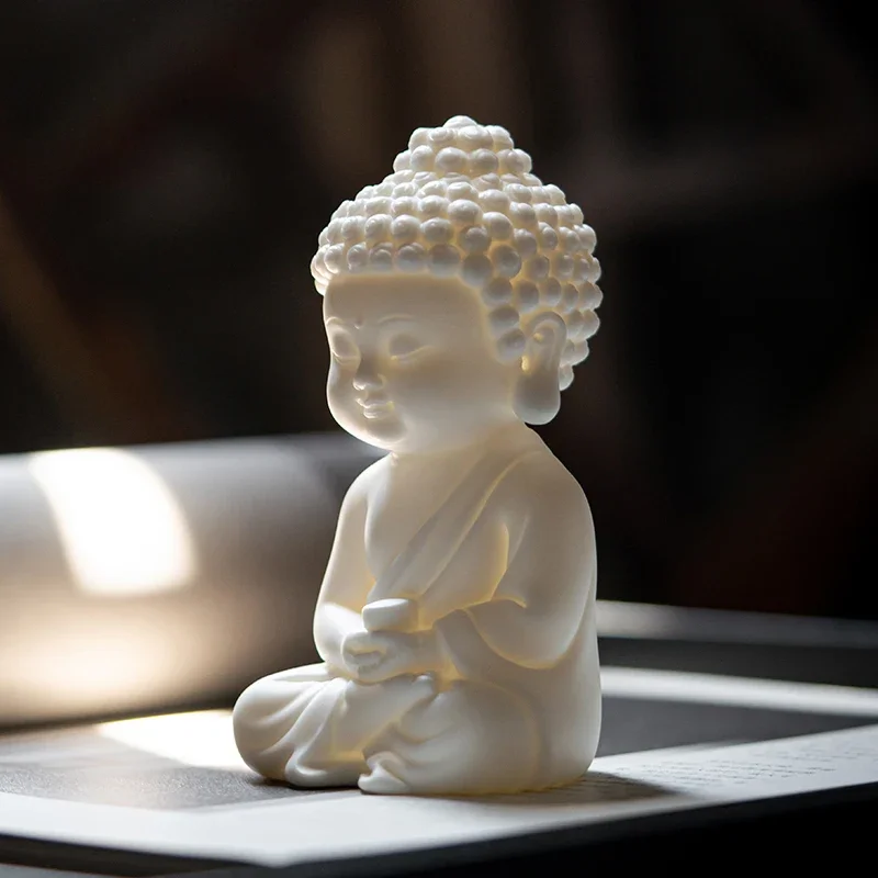 Zen Style Great Sun Tathagata Buddha Ornament Home Ceramic Buddha Statue Car Buddha Tea Pet Decoration Gift
