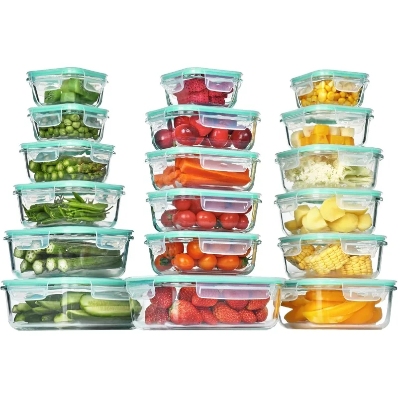 18Pack Glass Food Storage Containers with Lids, Meal Prep Containers, Airtight Lunch Containers Bento Boxes with Leak Proof