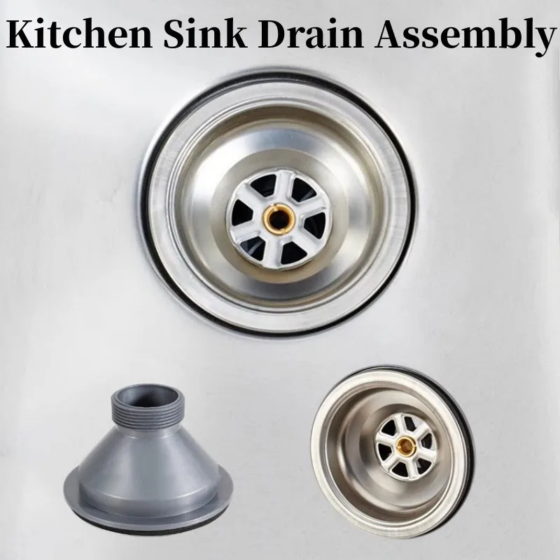 Kitchen Sink Drain Assembly Waste Strainer Basket Strainer Stopper Waste Plug Sink Basin Drain Filter Stainless Steel Hardware