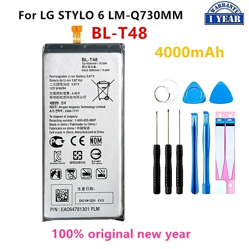 

Original BL-T48 4000mAh Battery For LG STYLO 6 LM-Q730MM BL T48 Mobile phone Batteries+Tools