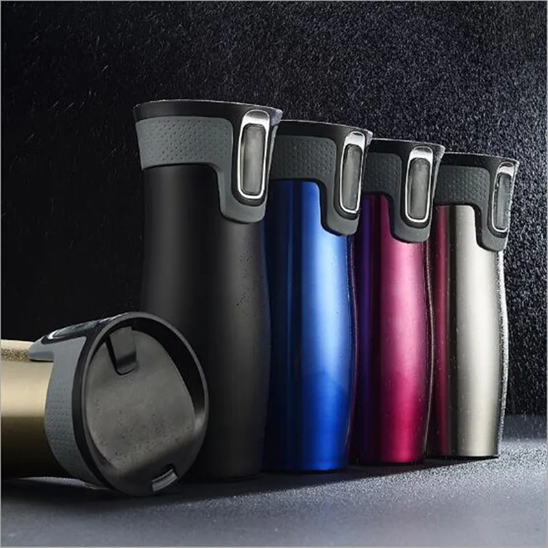 450ml Stainless Steel Double Wall Travel Mug Leak proof Thermos Mug Coffee Cups Car Vacuum Insulaltion Thermal Water Bottle