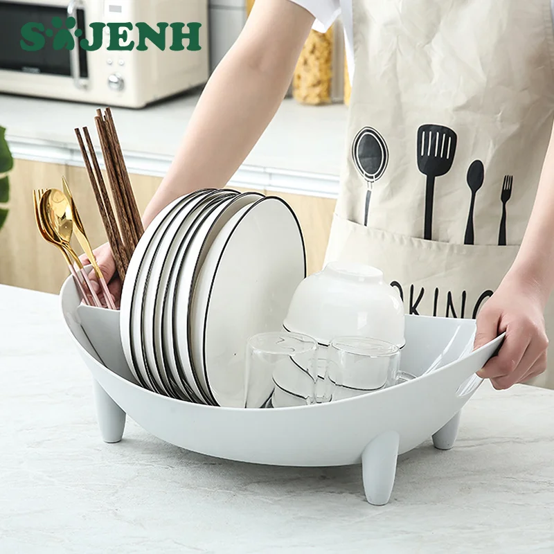 

Dish Drying Rack Oval Drainer Dish Dishware Organizer With Cutlery Rack Vegetable Basket Home Kitchen Storage Supplies