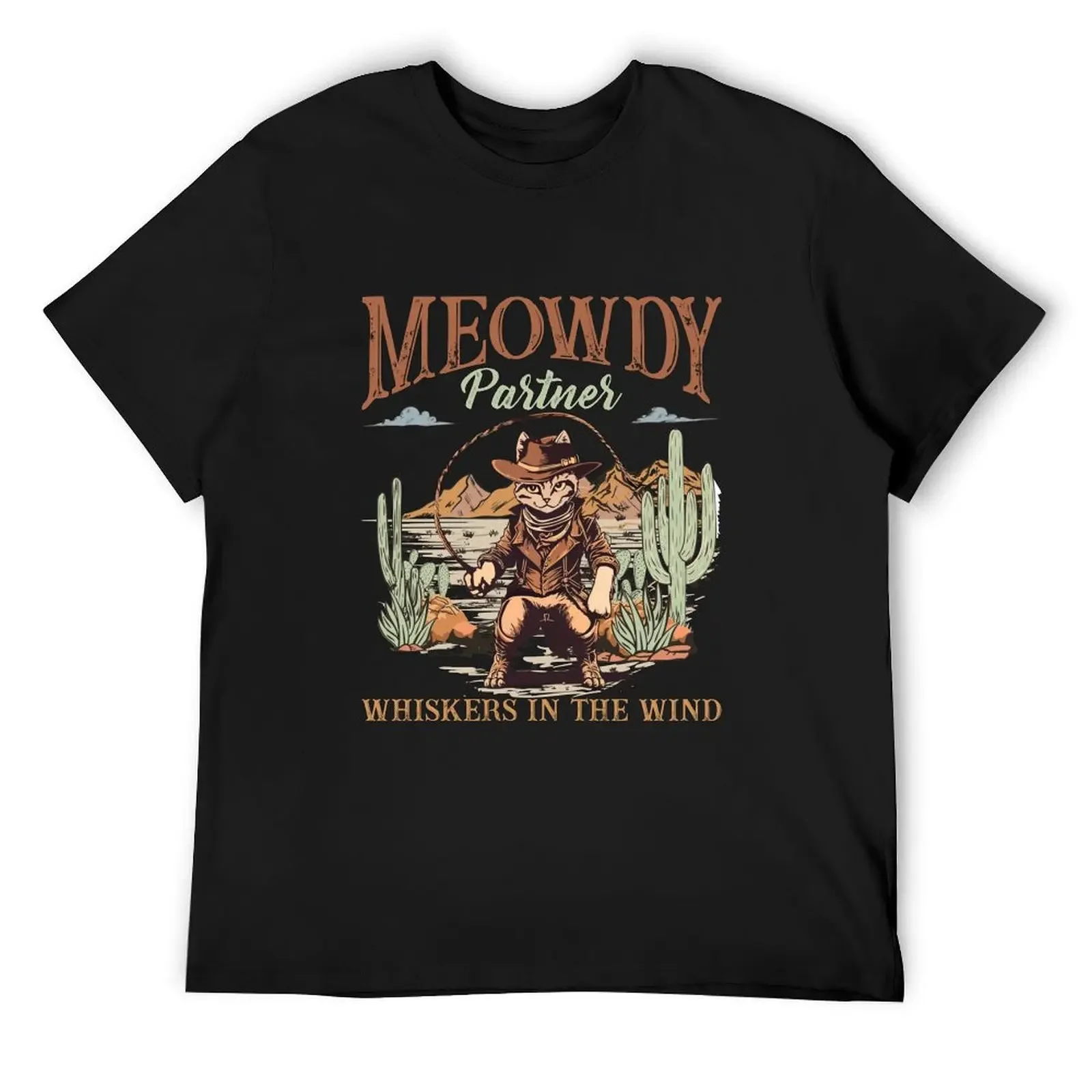 Meowdy Partner Whiskers In The Wind Shirt Cowboy Cat For Men, For Women, Vintage Cowboy Gift T-Shirt oversizeds t shirts for men