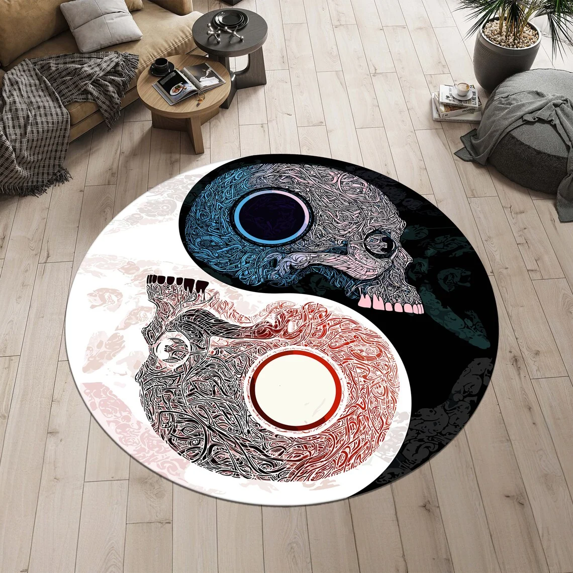 سجادة مستديرة مطبوعة للهالوين، سجادة غرفة النوم، سجادة أرضية غير قابلة للانزلاق، سجادة طاولة الأريكة لديكور المنزل، سجادة غرفة الفتيات