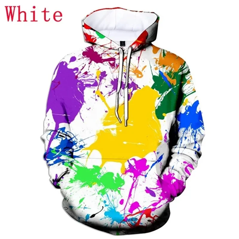 Color Painting Pattern Hoodies For Men Women Colorful Pigments 3D Print Sweatshirt Casual Hooded Pullovers Long Sleeve Loose Top