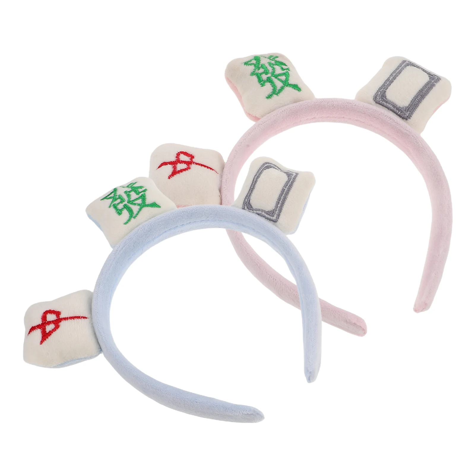 

2pcs Mahjong Headband Cute Skincare Spa Elastic Cartoon Hairband For Face Washing Women Girls Accessories
