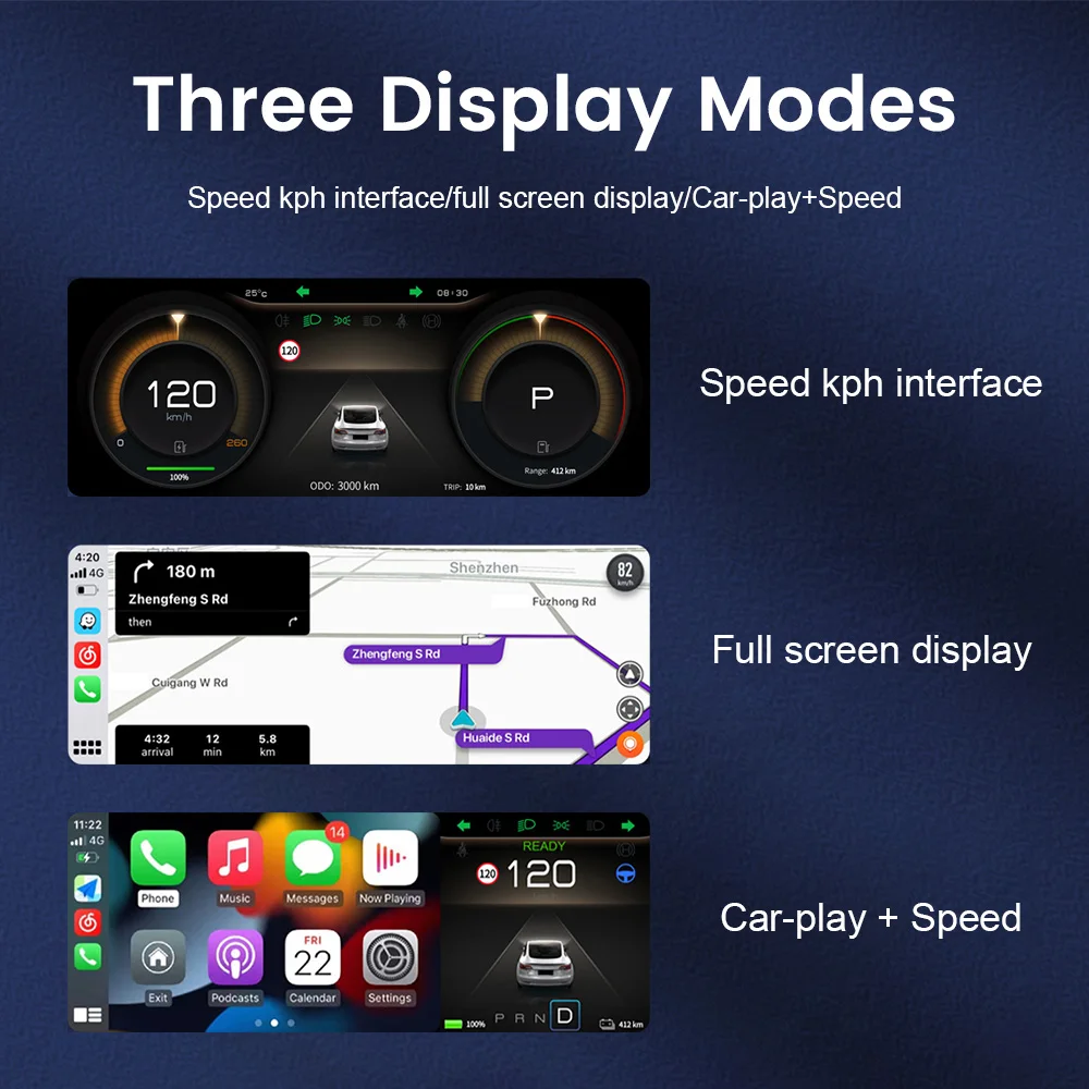 Tomostrong For Teslas Model 3 Model Y Digital Dashboard Heads Up Display Carplay Android Auto Siri OTA For Tesla HUD Accessories