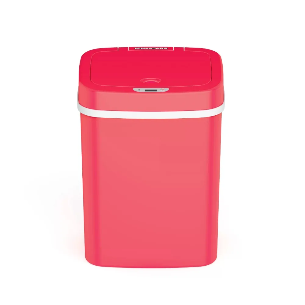 Nine Stars 3.2 Gallon Trash Can, Plastic Touchless Bathroom Trash Can, Rose