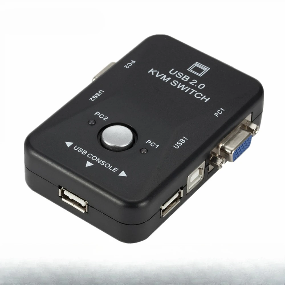 2 Port USB 2.0 KVM Switch VGA SVGA Switch Box Mouse Keyboard Switcher 1920*1440 VGA Splitter Box Sharing Switch Adapter