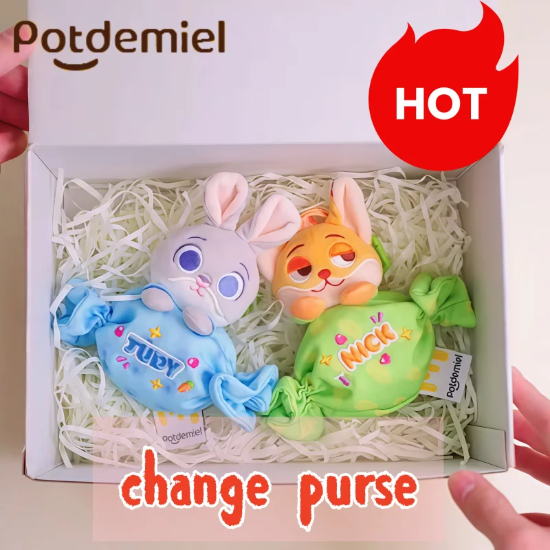 

Плюшевый кулон Disney Potdemiel Zootopia Nick в форме конфеты, кошелек для монет, сумка для хранения наушников, портативный повседневный аксессуар для женщин