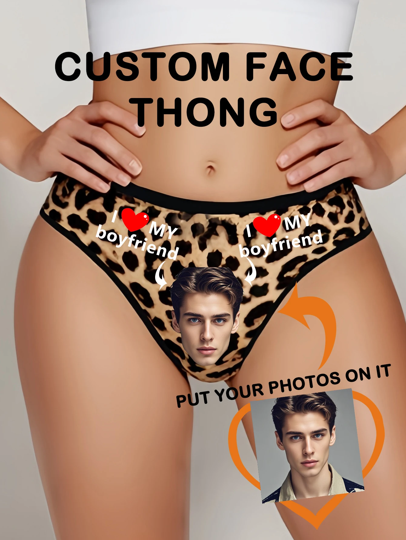 Cuecas sexy de cintura baixa personalizáveis com avatares de casal e estampa de carta de amor para homens e mulheres, perfeitas para o dia dos namorados, natal
