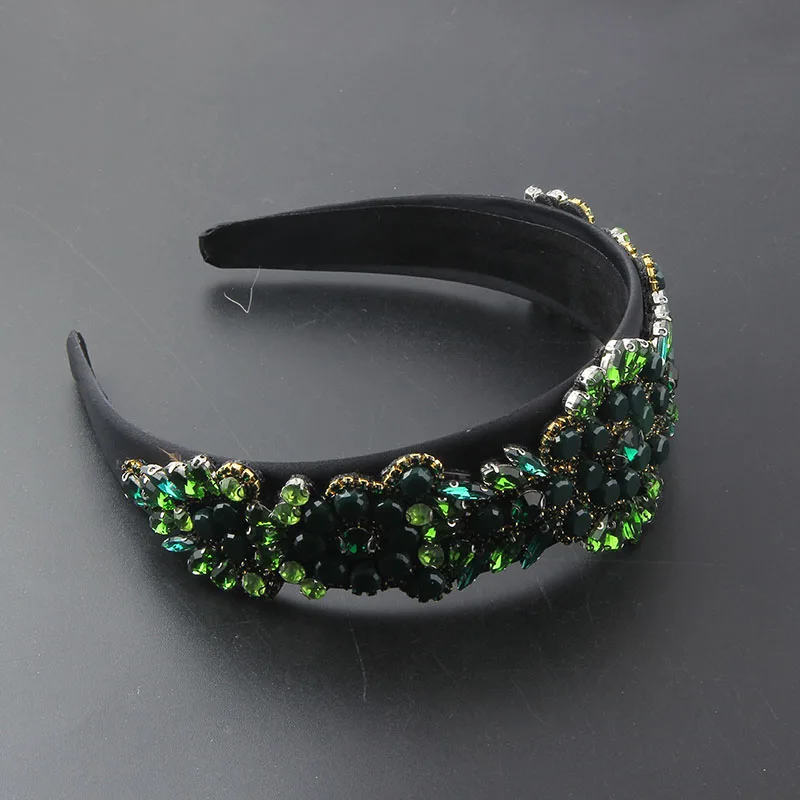 New Fashion Baroque Geometric Color Rhinestone Light Luxury Hair Hoop Ladies Prom Focus on Highlights Hair Accessories 939