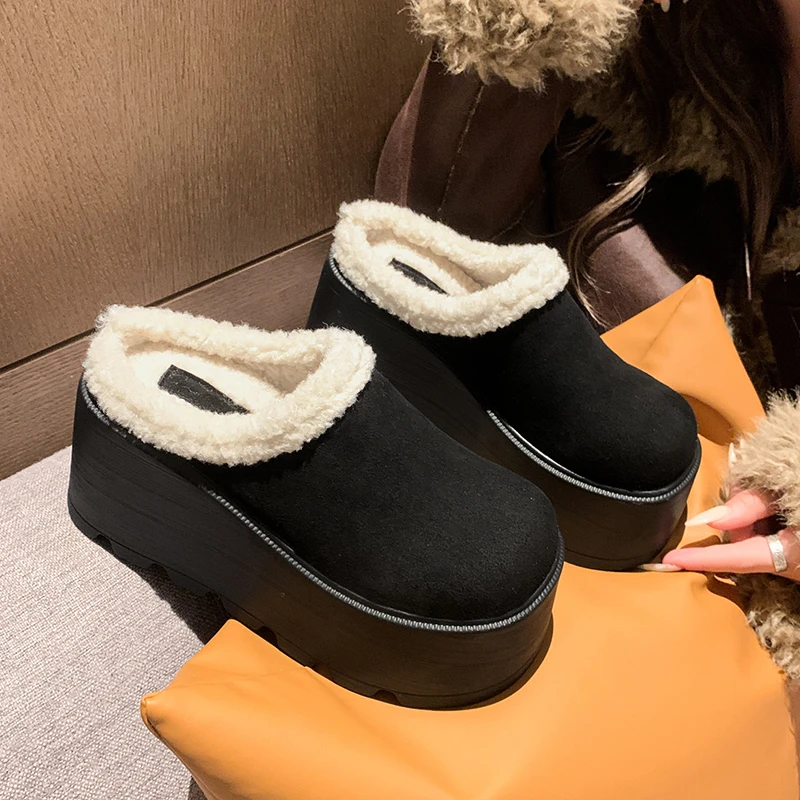 2024 Winter Women Hollow Out Beach Slippers New Ladies Wedge Heels Leather Flip-Flops Woman High Platform Outside Sandals 8CM